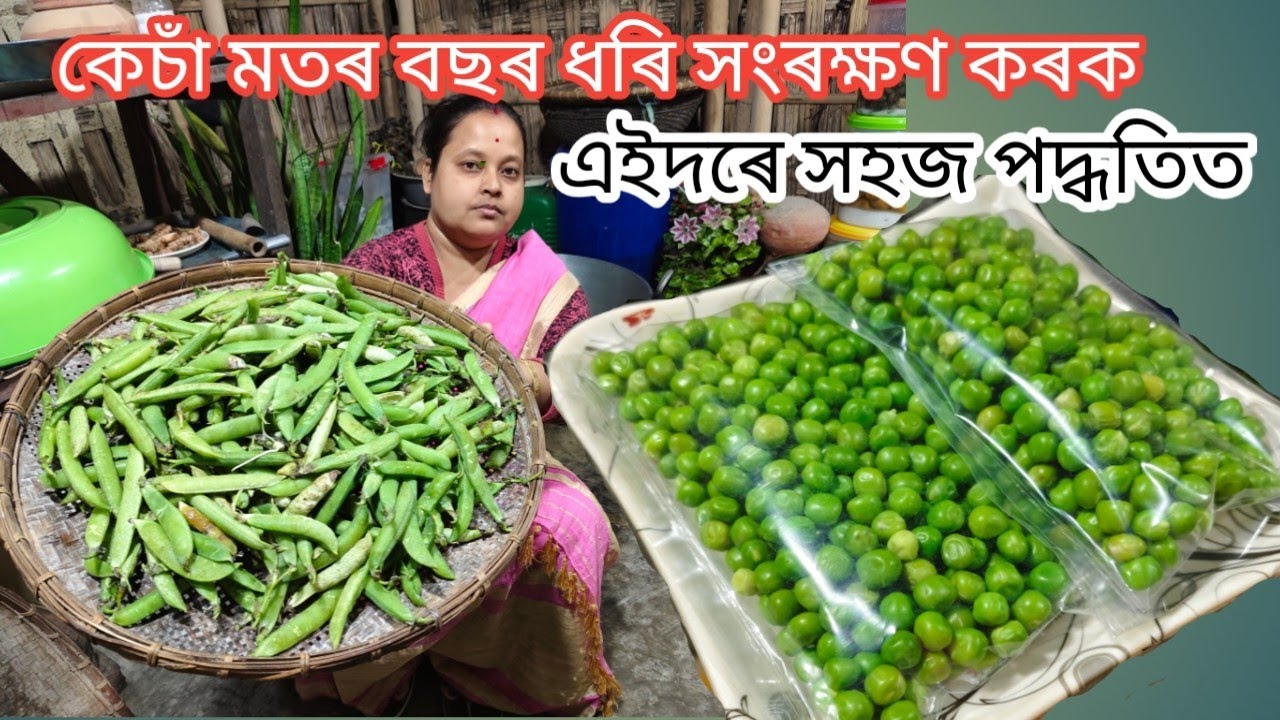 কেচাঁ মতৰ বছৰ ধৰি সংৰক্ষণ কৰক এই পদ্ধতিত || How To Peas Frozen 