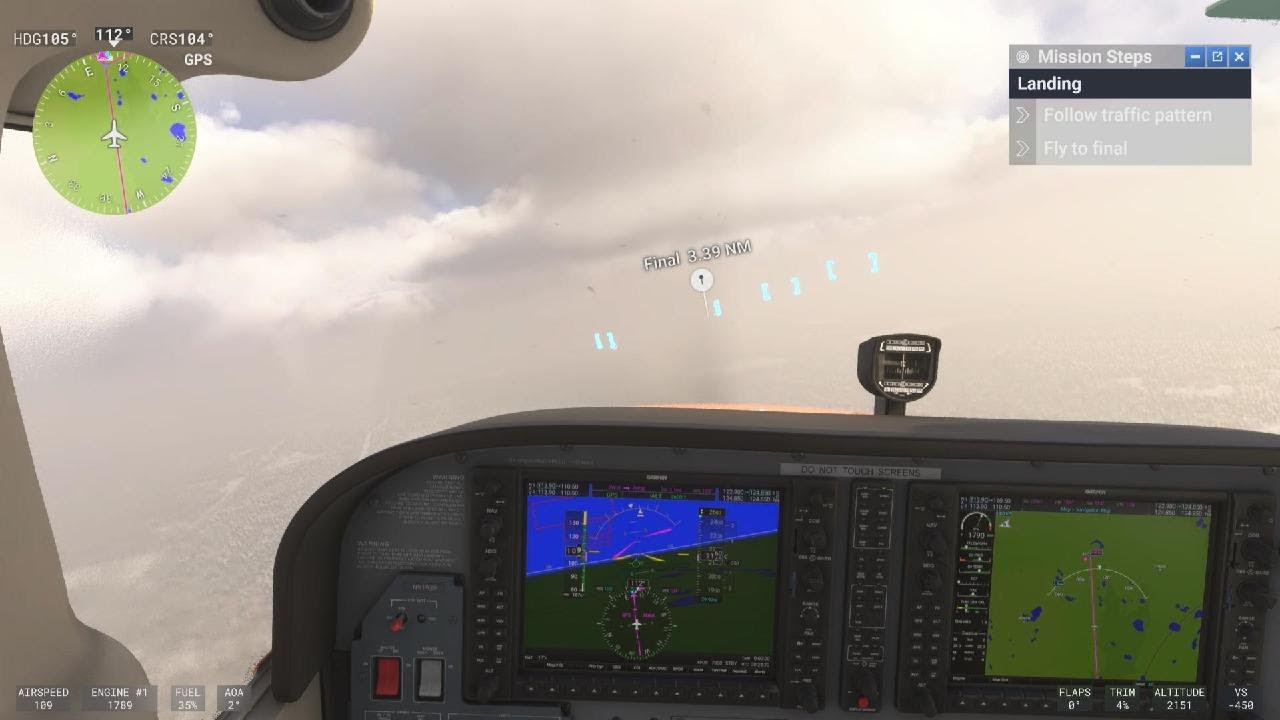 MSFS 2024 PS5 Pro: Cessna 172 Landing against gusty crosswind.