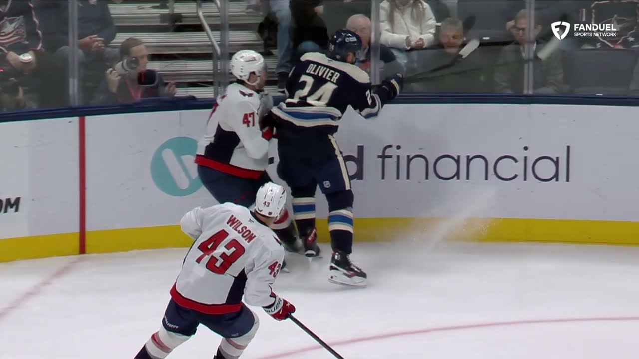 Mathieu Olivier major elbowing penalty on Declan Chisholm - Jackets @ Caps, 24th Oct 2025