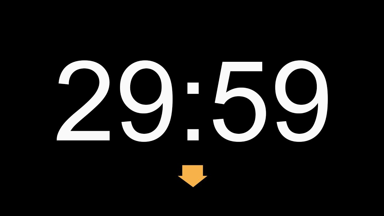 30 Minutes Countdown Timer 29:59 to 00:00 (1800 Seconds) #4k