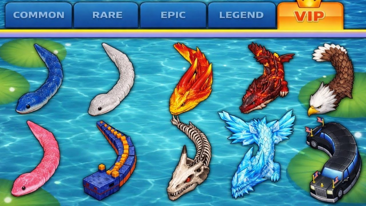 ALL Snake Skins Compared! COMMON vs RARE vs EPIC vs LEGEND vs VIP - Battle of the Snake Game!