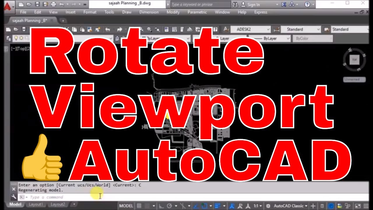Autocad How To Rotate Viewport in Model Space - Rotate View -Online Free AutoCAD 4 Classes