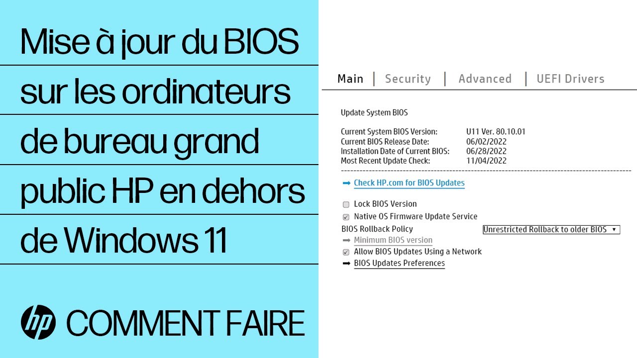 Mise à jour du BIOS sur les ordinateurs HP en dehors de Windows 11 | Ordinateurs HP | HP Support