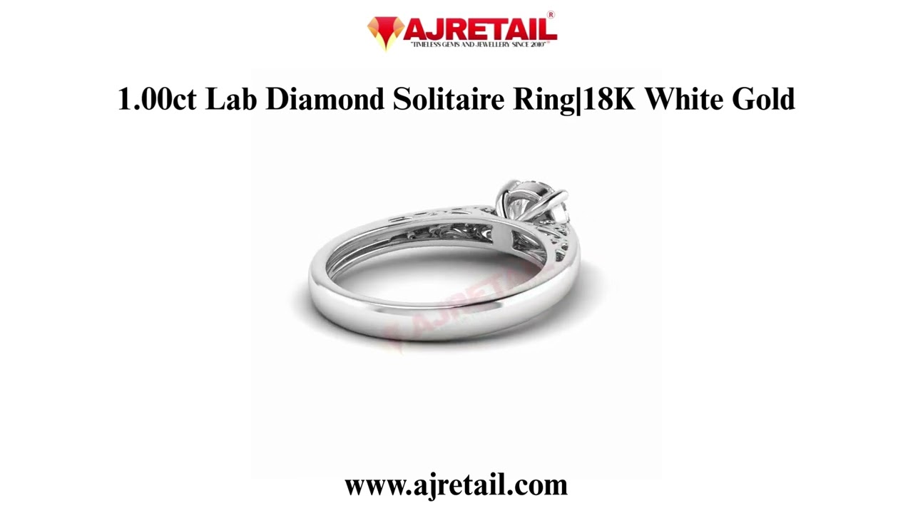 1.00 CT Lab Diamond Solitaire Ring | 18K White Gold 💎✨