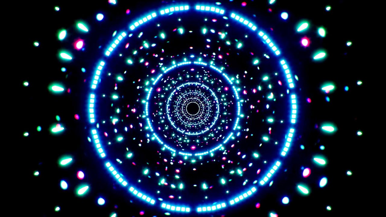 4K TUNEX – Blauer Neon-Tunnel mit digitalen Ringen und leuchtenden Partikeln  2 Stunden (Ohne Audio)