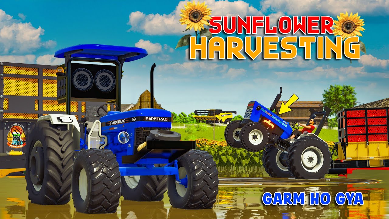 🔥Sunflower Harvesting 😱 Ford Ho gya garm (Farmtrack 60) | FS25 | Spanker Farming