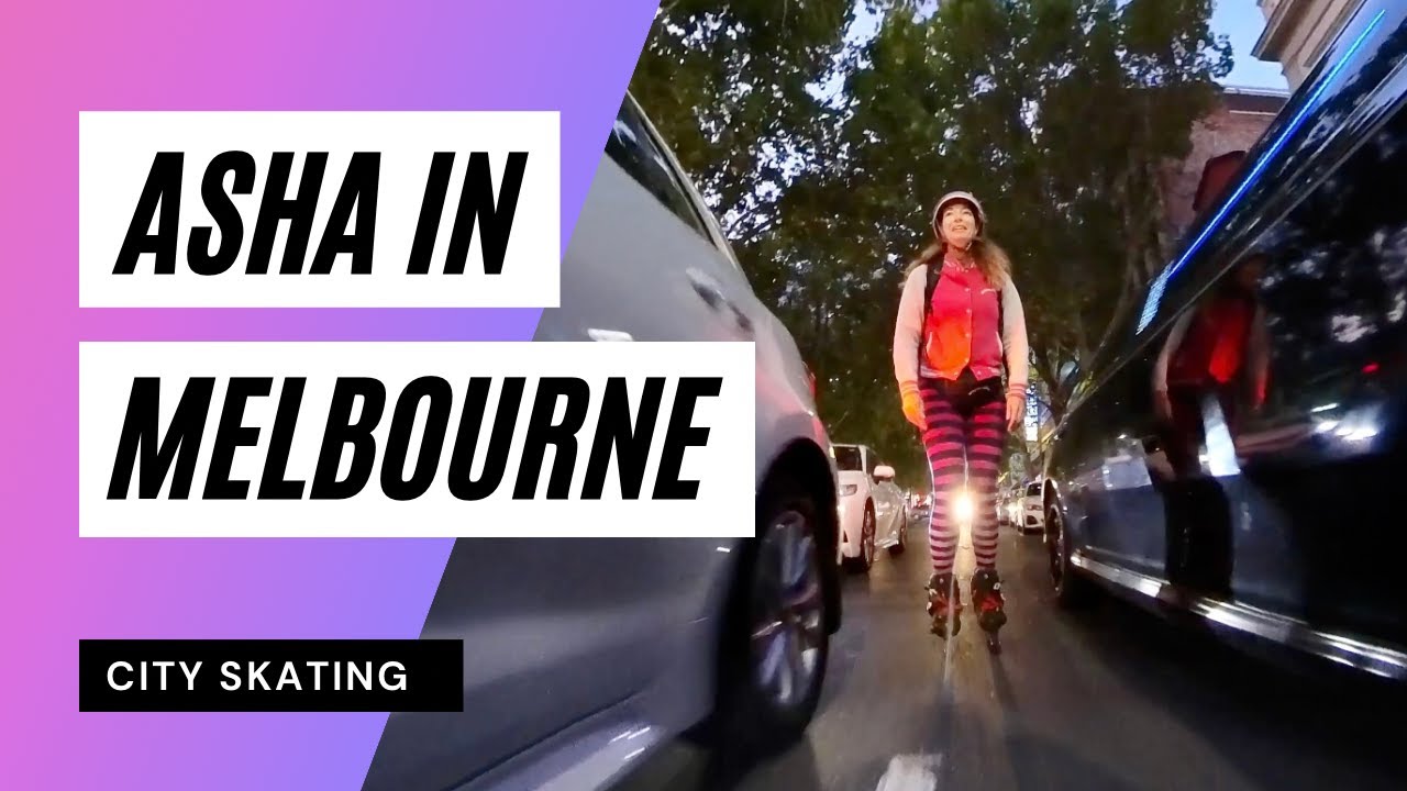 Asha skating through magical Melbourne on a balmy night