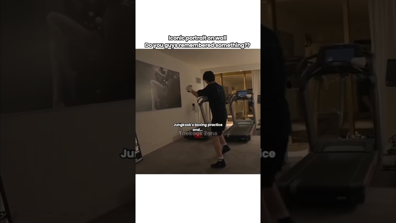 Jungkook's boxing practice but the iconic portrait on wall ✨ #bts #jungkook #taekookzone
