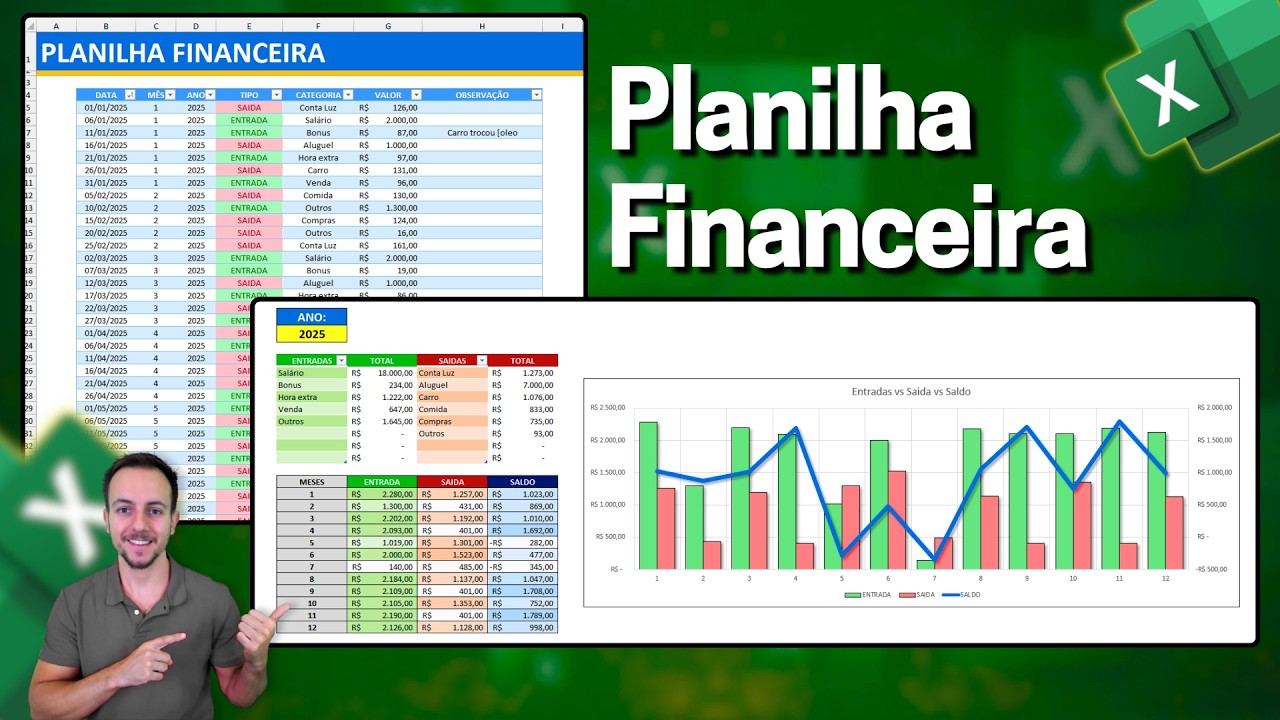 Como fazer Planilha Financeira no Excel com Gr&aacute;fico e Dashboard