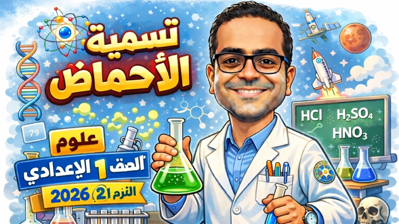تسمية الأحماض علوم الصف الاول الاعدادي الترم الثاني ٢٠٢٦