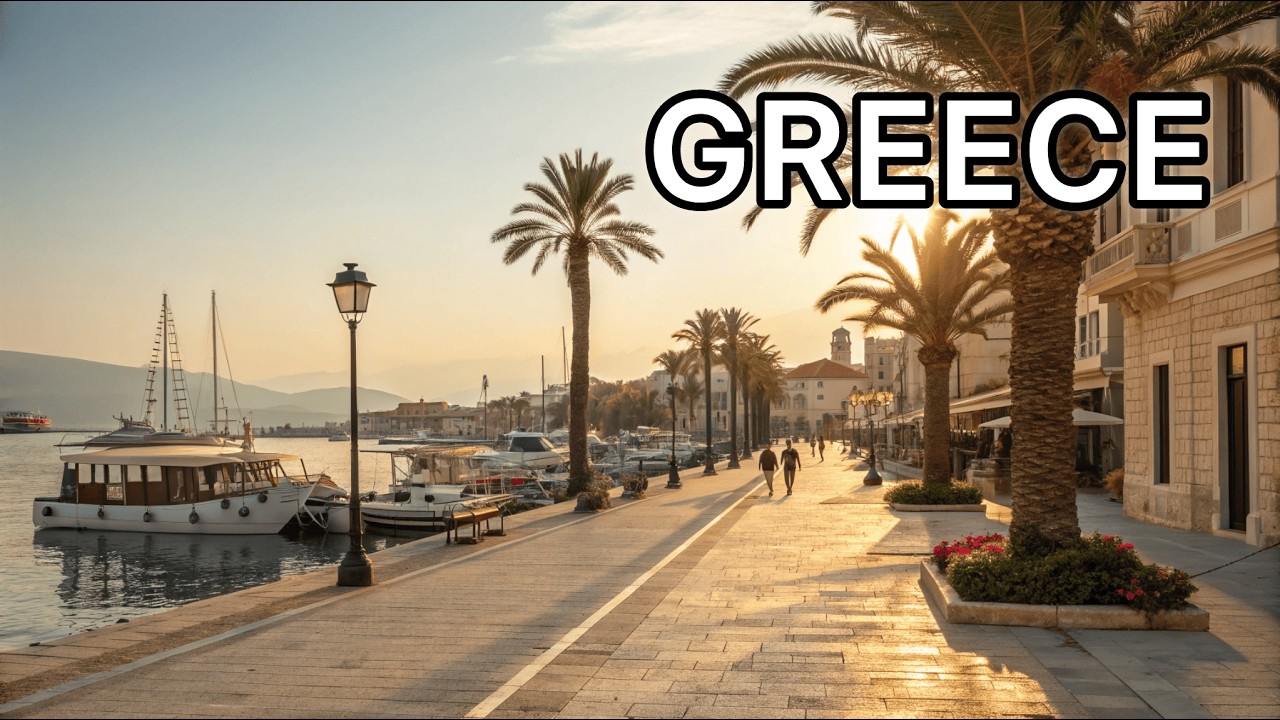 Quiet Life in a Greek Port | City Walk & Real Life Sounds | No Music