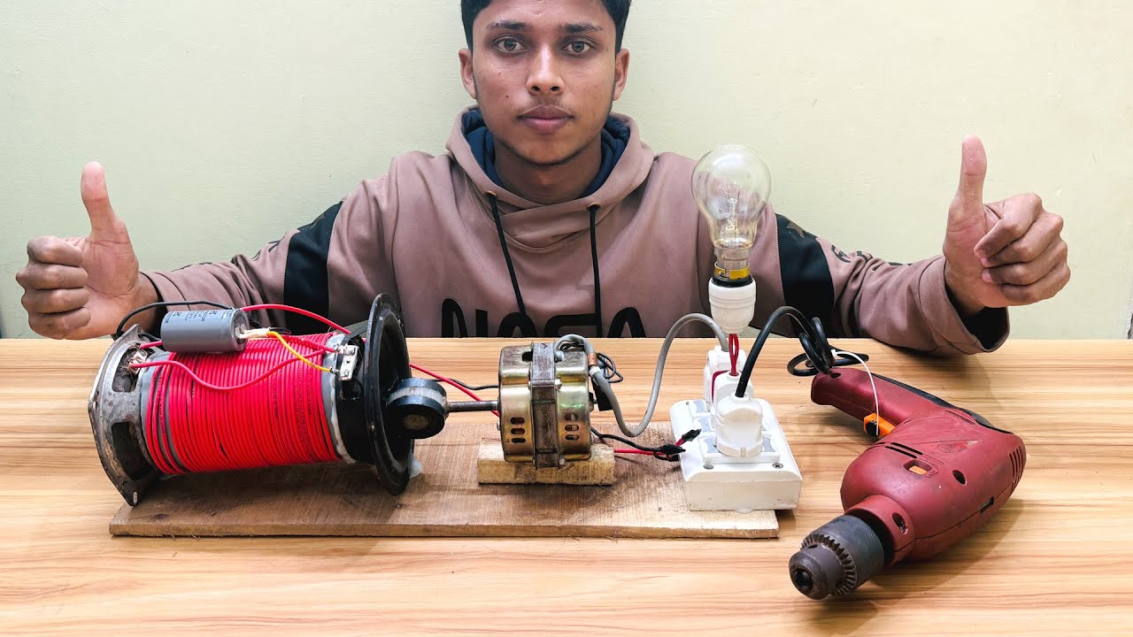 Get AC 220v free electricity energy forever from speaker gear with copper wire at home