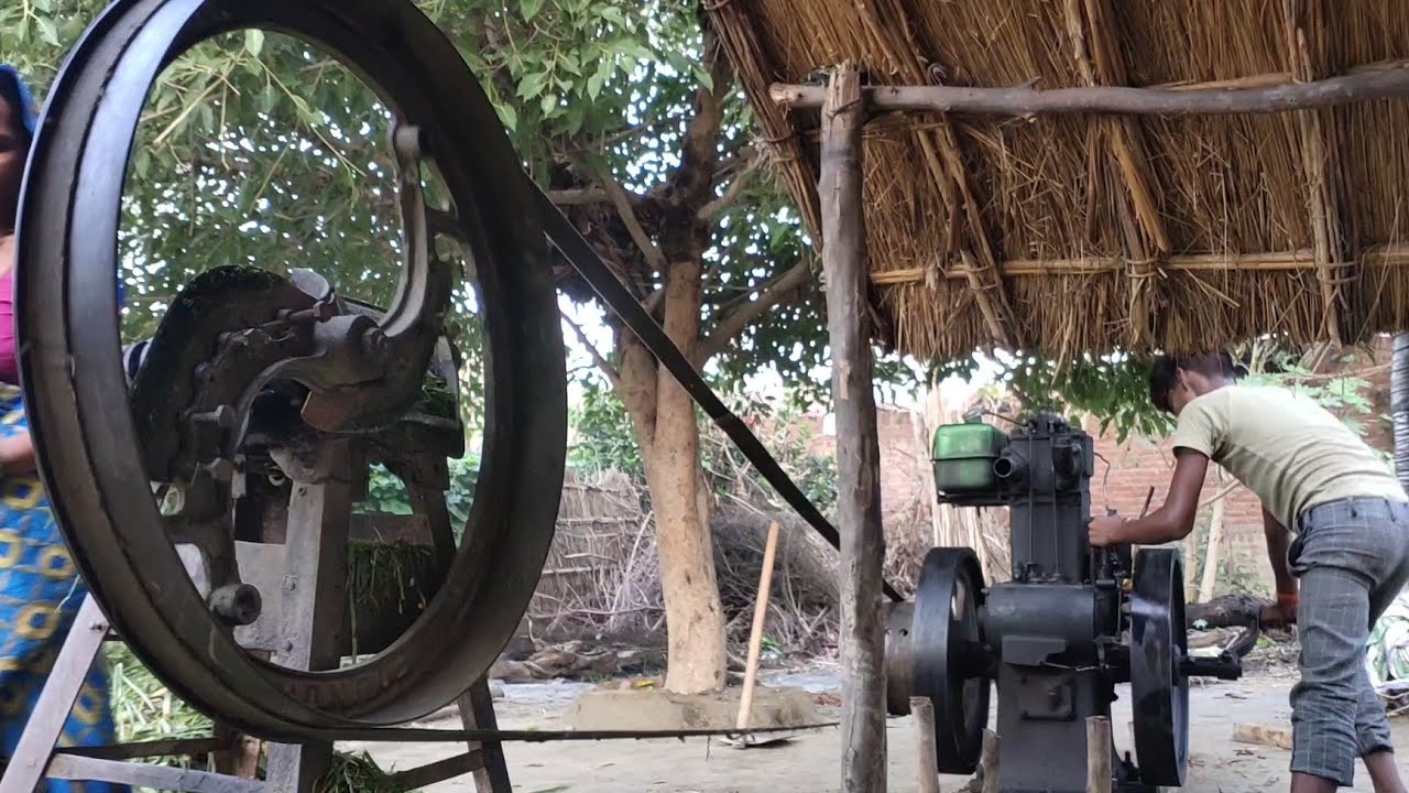 12 एचपी डीजल इंजन कटर मशीन सेट ll Kisan Ka Kutti Katne Ka Desi Jugad l Diesel Engine Cutter Machine
