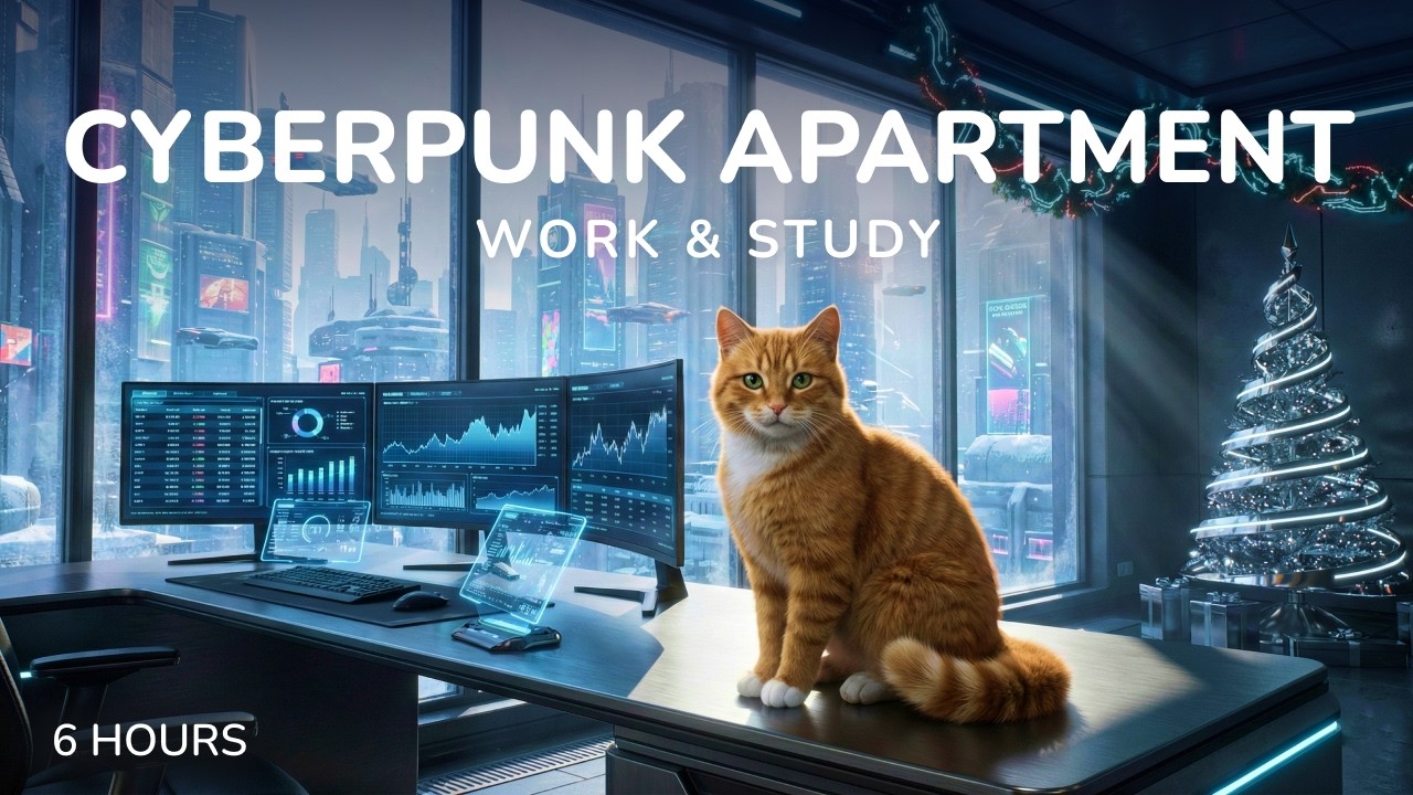 Cyberpunk Apartment Ambiance 🌃 | Focus by Day | 6 Hours for Work & Study