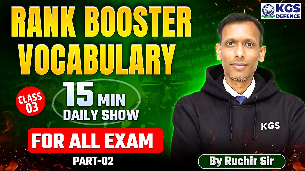 Vocabulary 15 Minute Daily Show | Day 3 | Rank Booster Vocabulary Show for All Exams | by Ruchir Sir