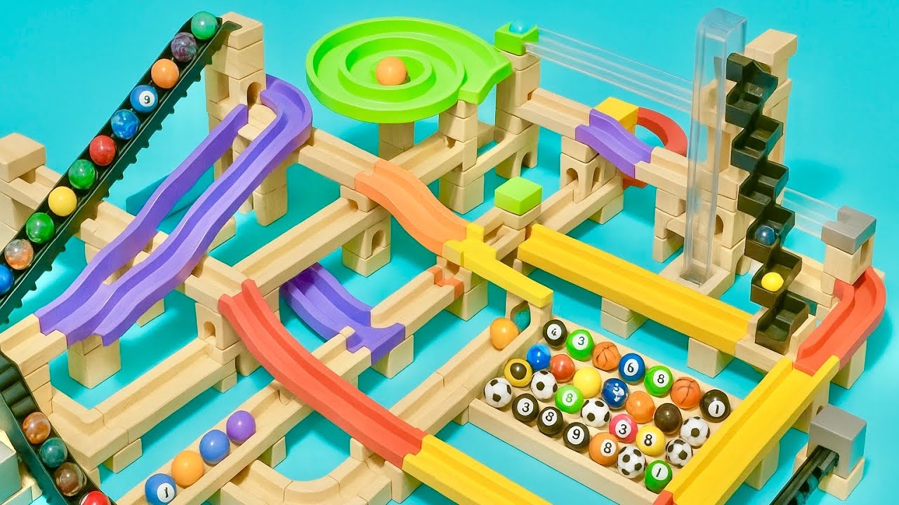 Marble Run ASMR – Smooth Electric Motion with Clear Glass Sound