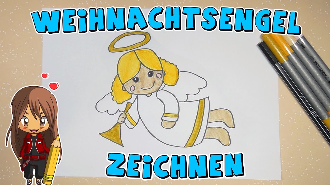 Weihnachtsengel einfach malen für Kinder | ab 10 Jahren | Malen mit Evi | deutsch
