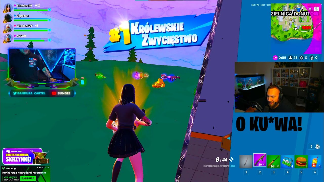 TURNIEJ STREAMER&Oacute;W W FORTNITE! (JAPCZAN, BANDURA, NEEX, KAZAMA, EWRON, SZALONY) FORTNITE SHOTY #1