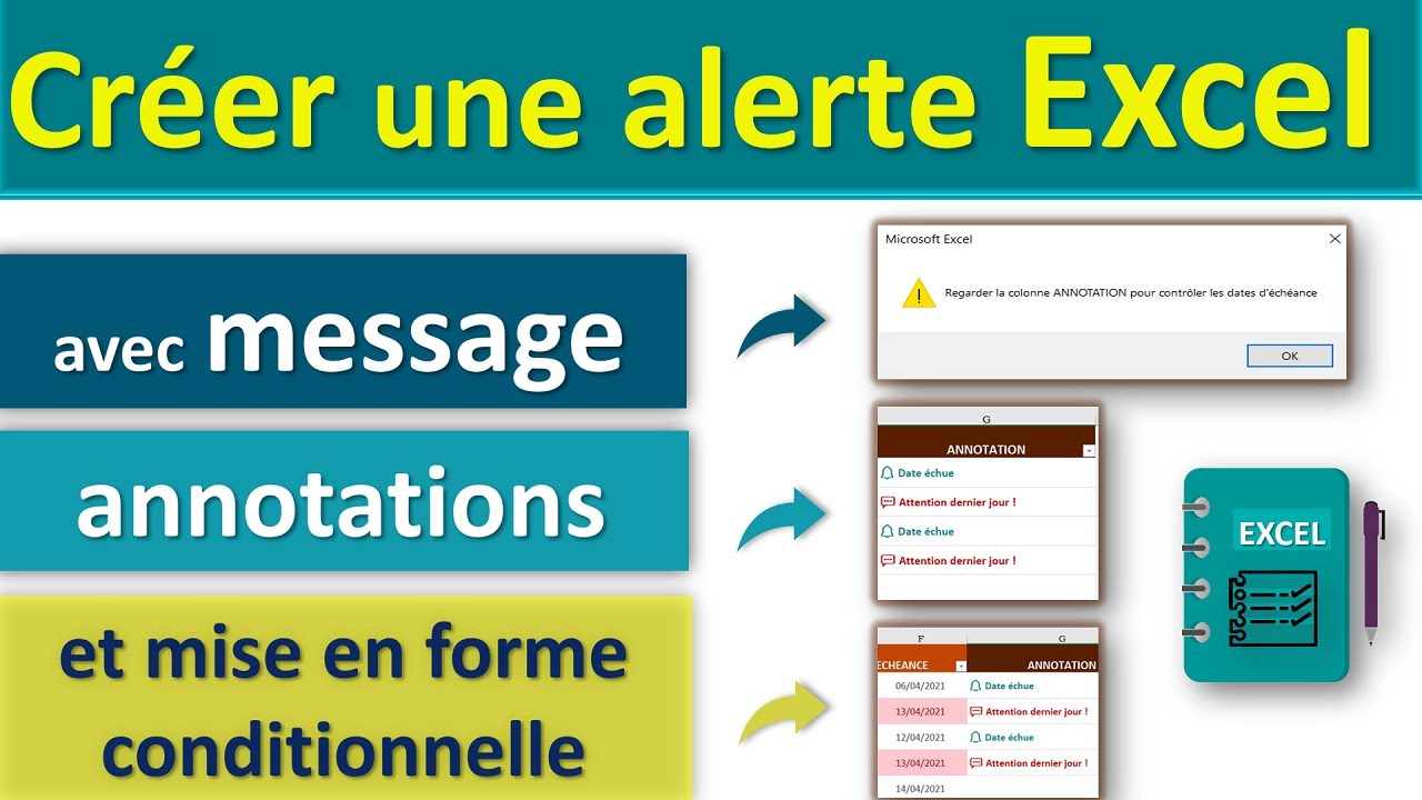 Créer une alerte sur Excel avec message de rappel, annotations et mise en forme conditionnelle ⚠️