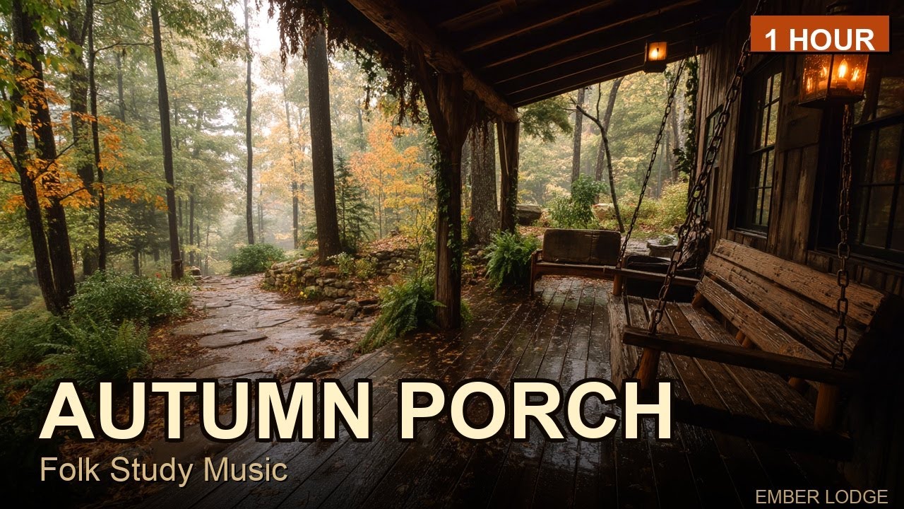 Autumn Porch Rain — Folk Guitar for Deep Focus (1 Hour)