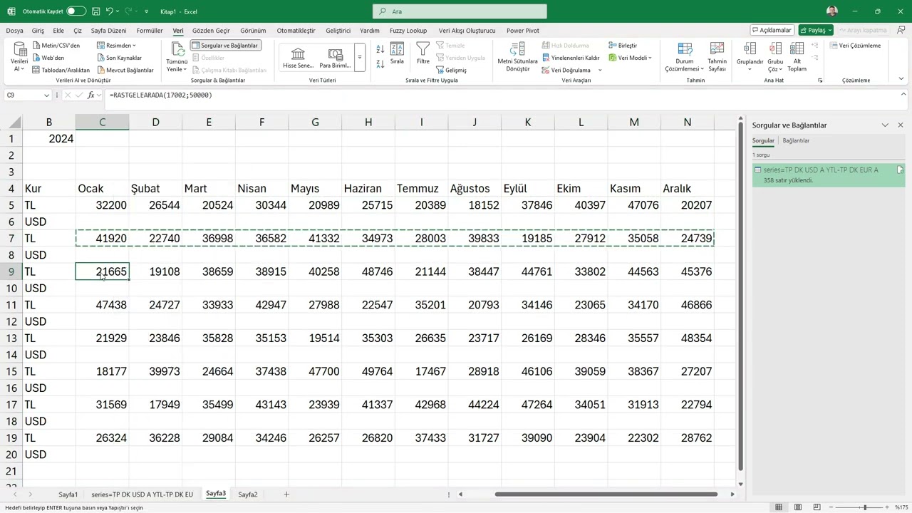 Günlük Doviz kurlarını Excel'de alt alta listelemek ve tablolarda kullanmak
