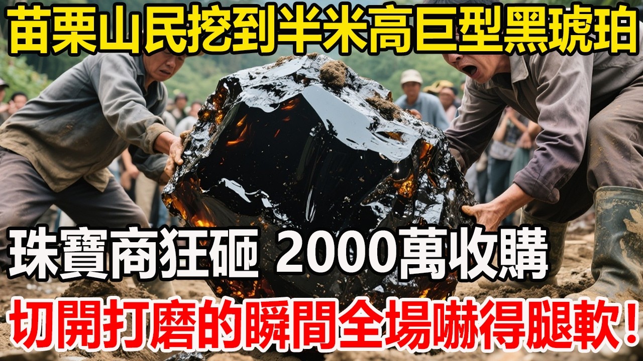 苗栗山民挖到半米高巨型黑琥珀，珠寶商狂砸 2000萬收購，切開打磨的瞬間全場嚇得腿軟！