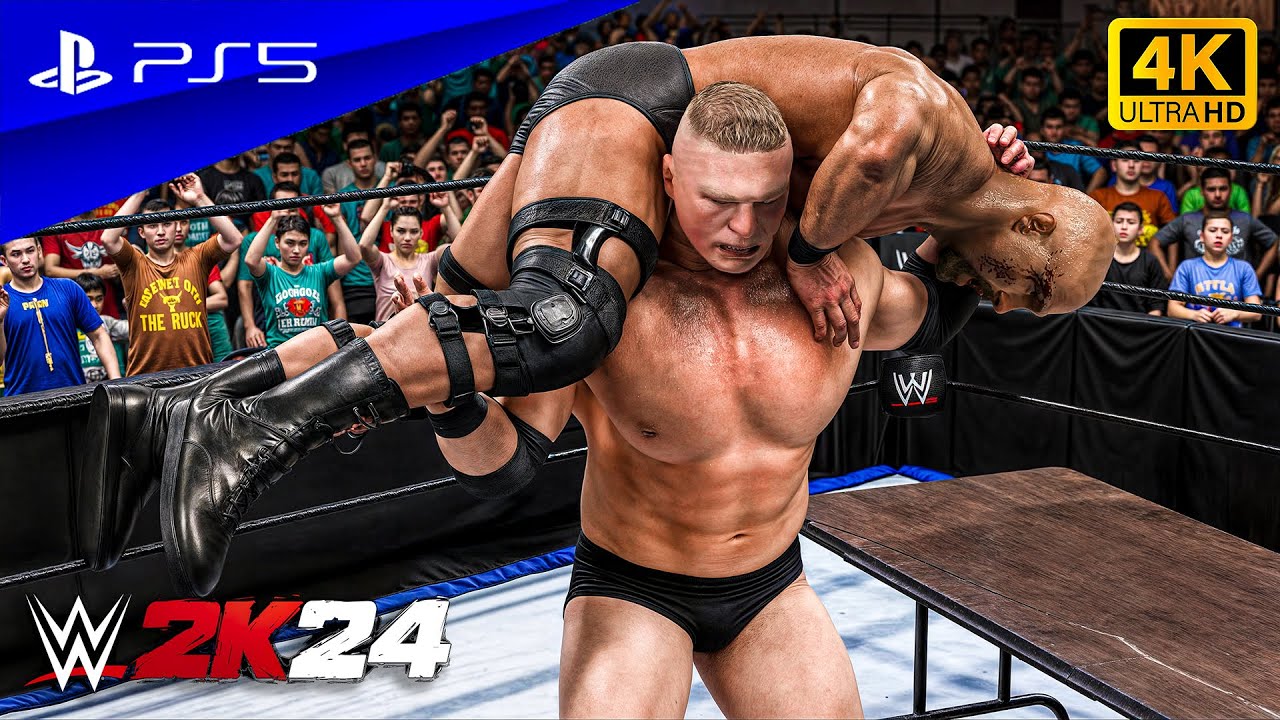 WWE 2K24 - Brock Lesnar vs. Stone Cold | No Holds Barred Match at Wrestlemania | PS5™ [4K60]