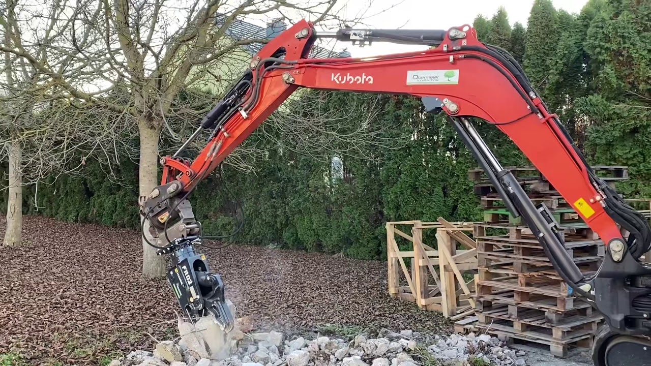 Pulverisierer FR02 Hammer Kubota U55 Betonplatte zerbrechen im Einsatz