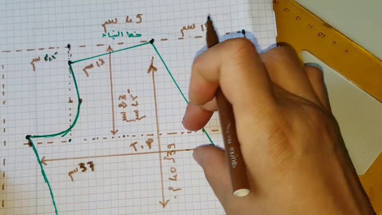 كيفية تفصيل جبة كروازي(قندورة رقبتها كروازي) comment faire le patron d'une gandora de col croisé
