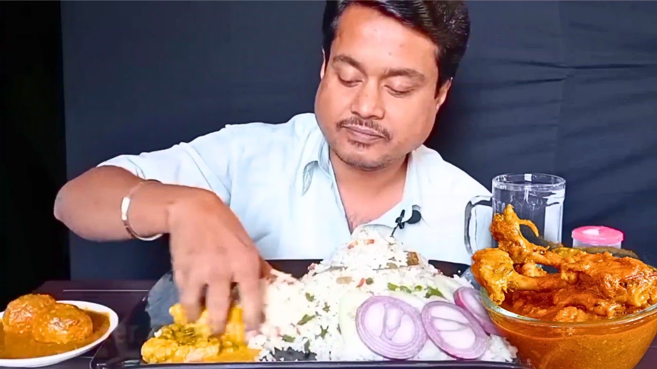 😋Fried Rice🍚, Chicken Kosha🍗, Dim Kosha🥚, Matar Paneer🧀 Big Bites🍽️ Eating Show🍴 Food Vlog🤤
