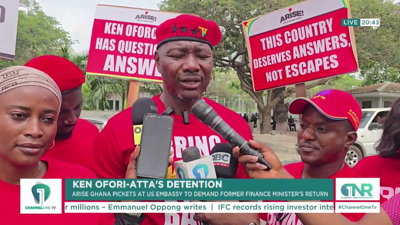 Arise Ghana Demonstrates at U.S. Embassy Over Ken Ofori-Atta Detention