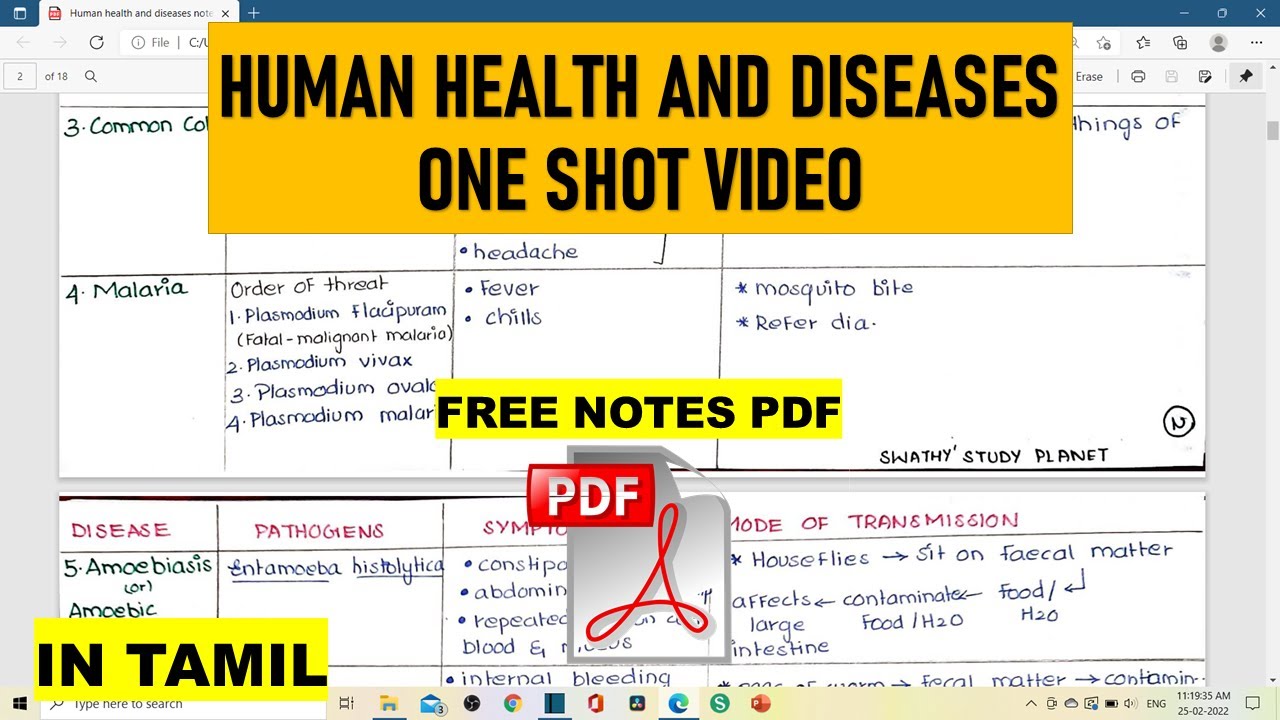 Human Health And Diseases ONE SHOT VIDEO | In Tamil | Class 12 | Biology | FREE NOTES 🔥🔥