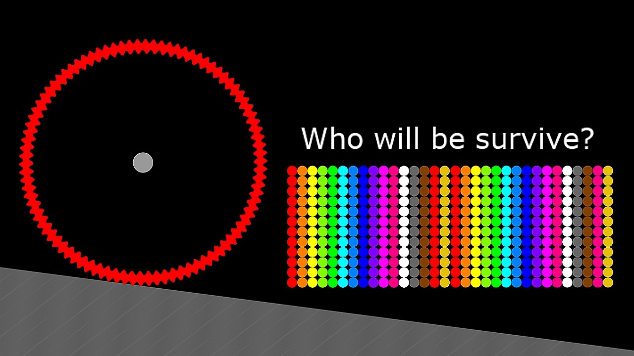 Full Option (Worm, Eliminations, Escape Monters Circle) Marble Race in Algodoo
