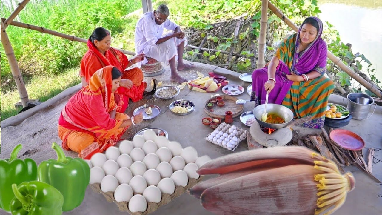 এইভাবে ডিম রান্না করলে স্বাদে সেরা হবে সাথে কুচো চিংড়ি   দিয়ে মোচার ঘণ্ট রান্না || egg curry recipe