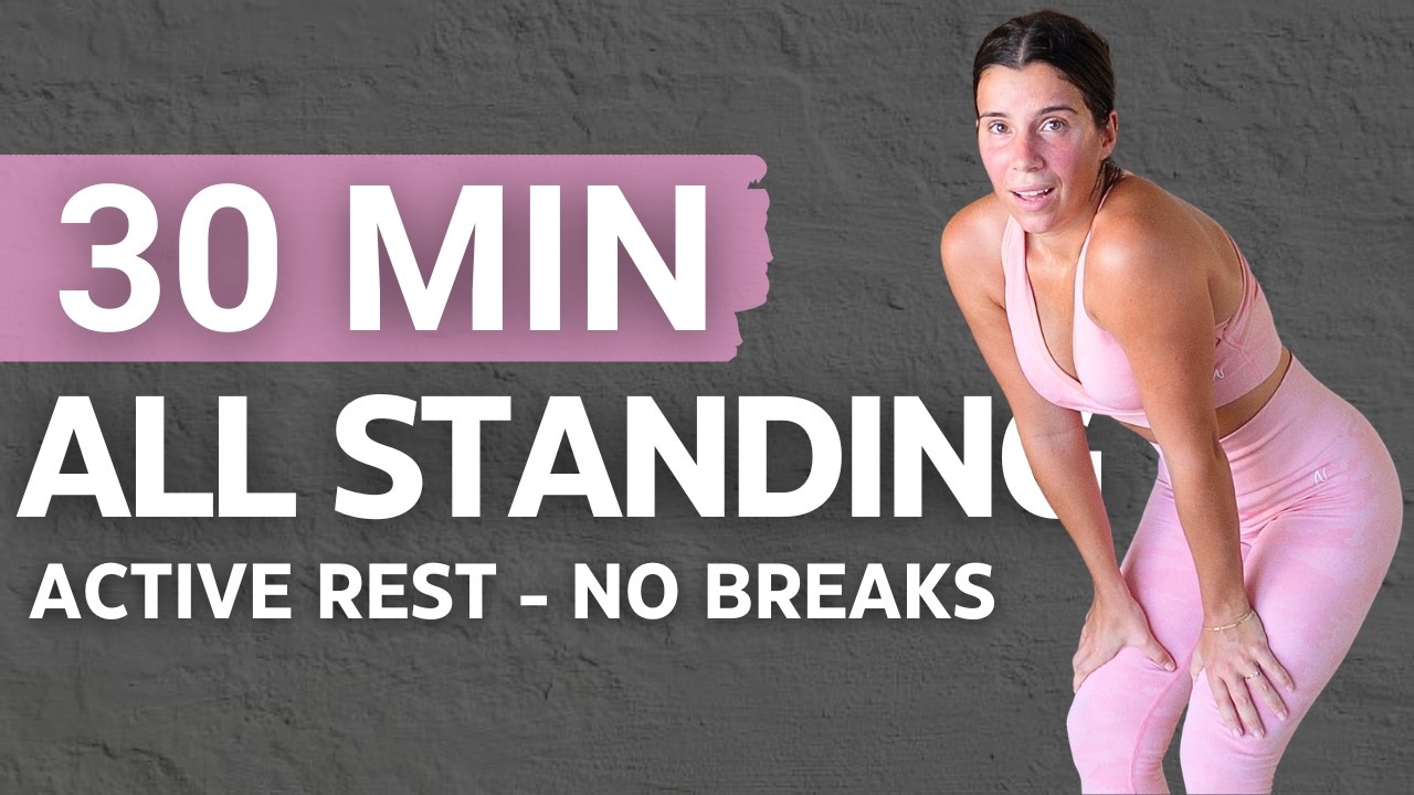 30 min NONSTOP all standing workout! No repeat with active rest! SWEATY