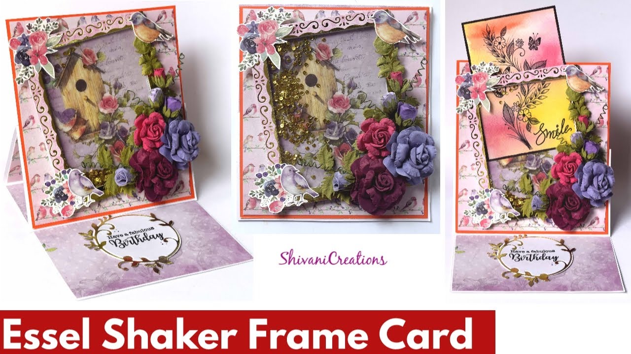 Easel Shaker Frame Card/ Handmade Birthday Card