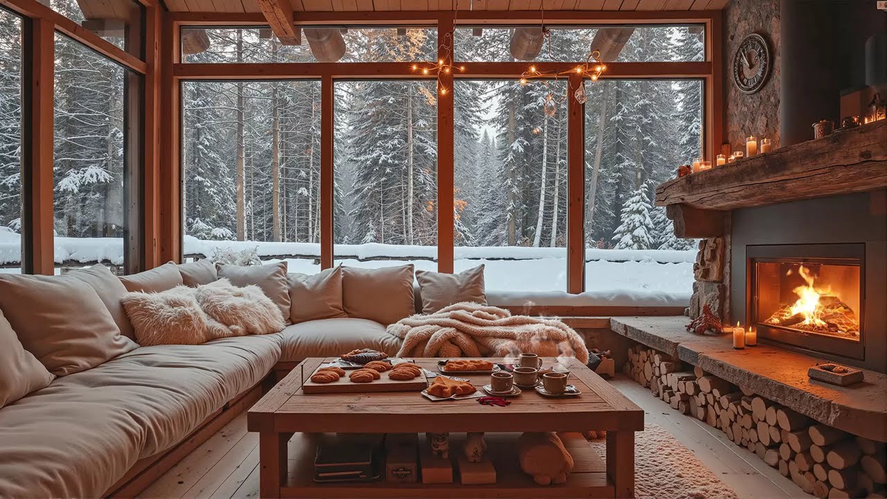 Morning Snow Cabin Jazz ❄️ Smooth Winter Jazz Music for Cozy Cabins, Fireplace Calm & Focus