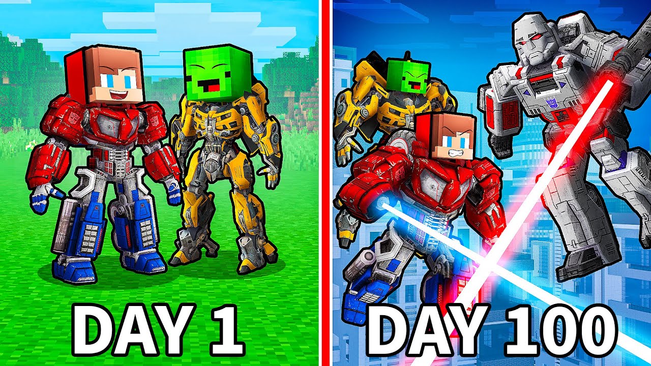 JJ and Mikey Became Autobots To Defeat The Decepticons in Minecraft - Maizen