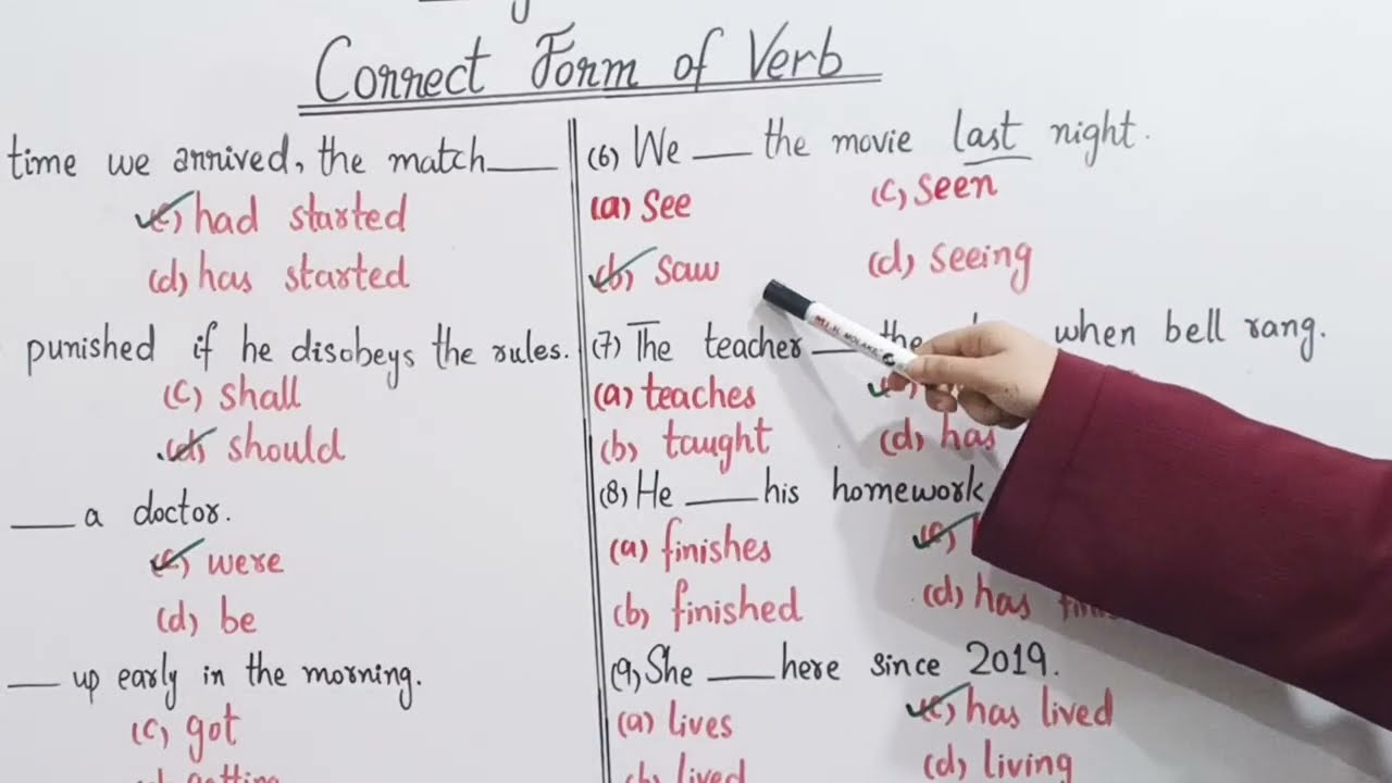 Most Repeated Correct Form of Verb MCQs | Class 9, 10 Board Exams