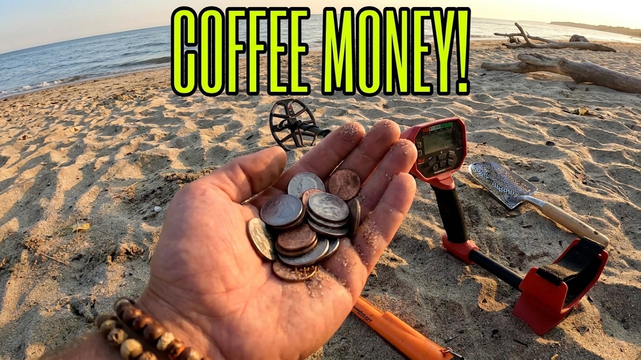 Metal Detecting the beach with my Vanquish 540 and cleaning the coil
