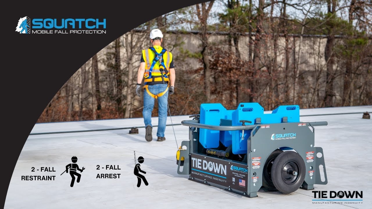 The Ultimate 4-User Non-Penetrating Mobile Fall Protection System - Tie Down Squatch Demo Video