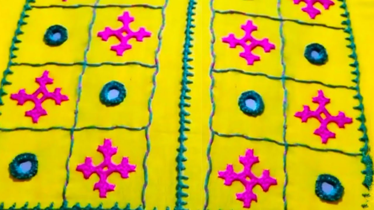 Hand embroidery neckline design for dress/kurti #KutchWork #HandEmbroideryUsingNormalNeedle