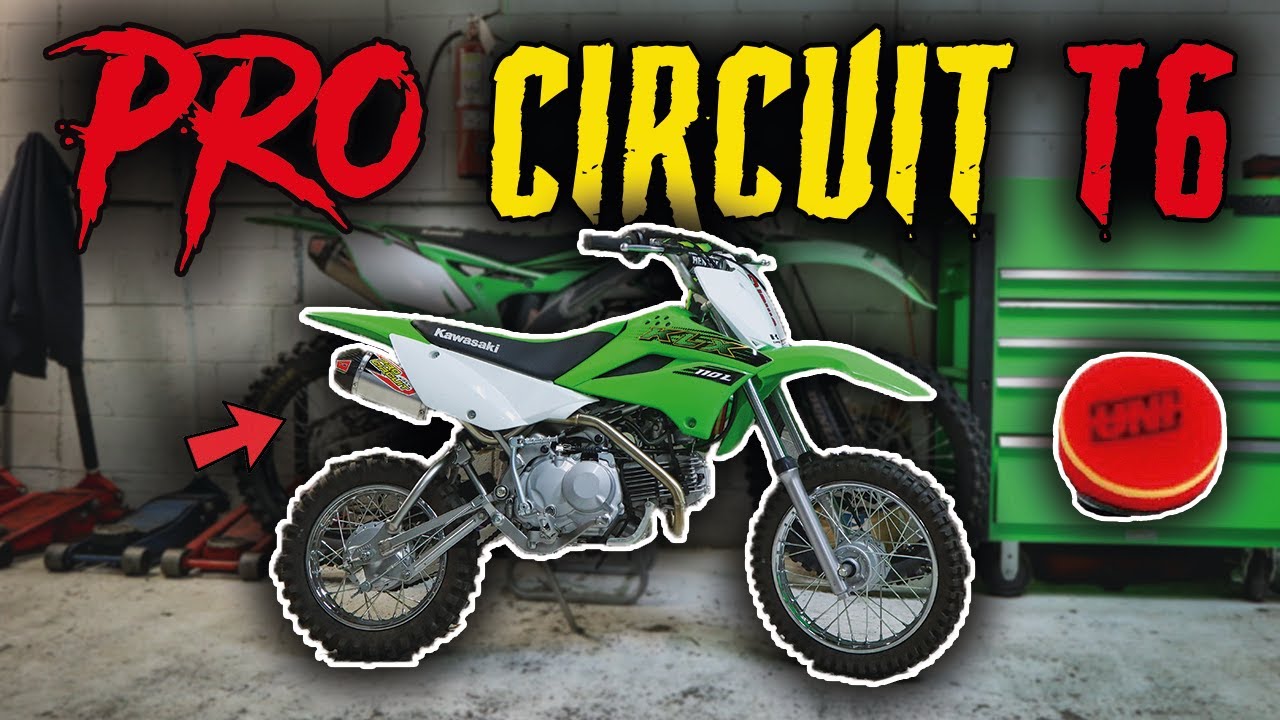 2020 KLX 110 Pro Circuit T6 Exhaust Install and UNI Air Filter | Pit Bike Wheelies