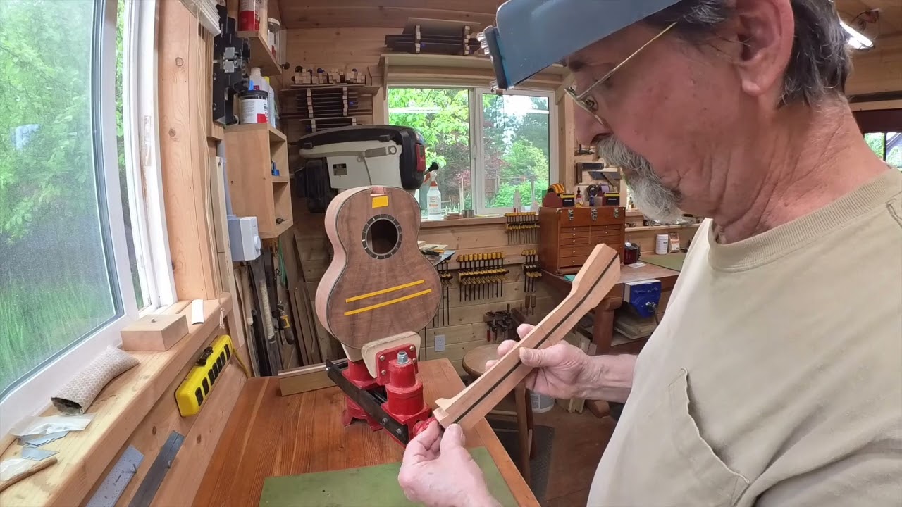 Cutting the dovetail & fitting the neck to the body of a tenor ukulele.