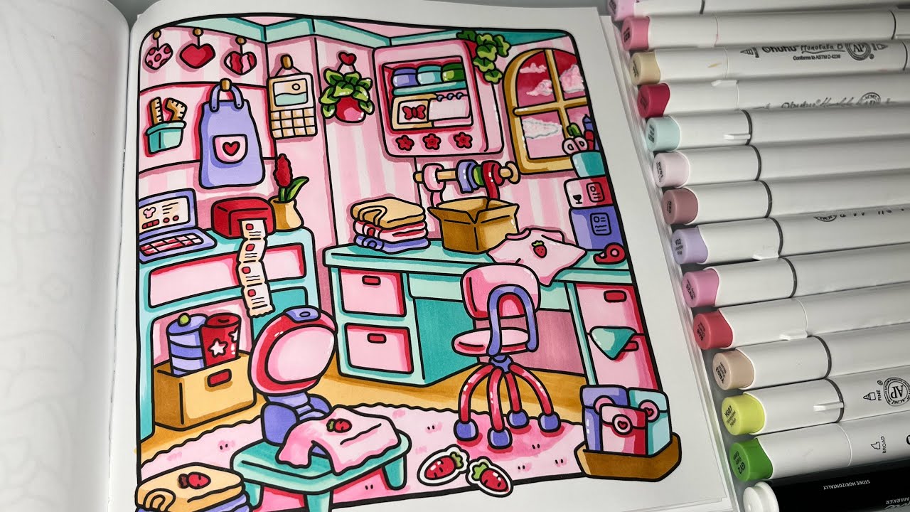 Cozy Corners by Coco Wyo | Color With Me | Ohuhu Alcohol Markers #cocowyo #relaxingasmr #coloring 
