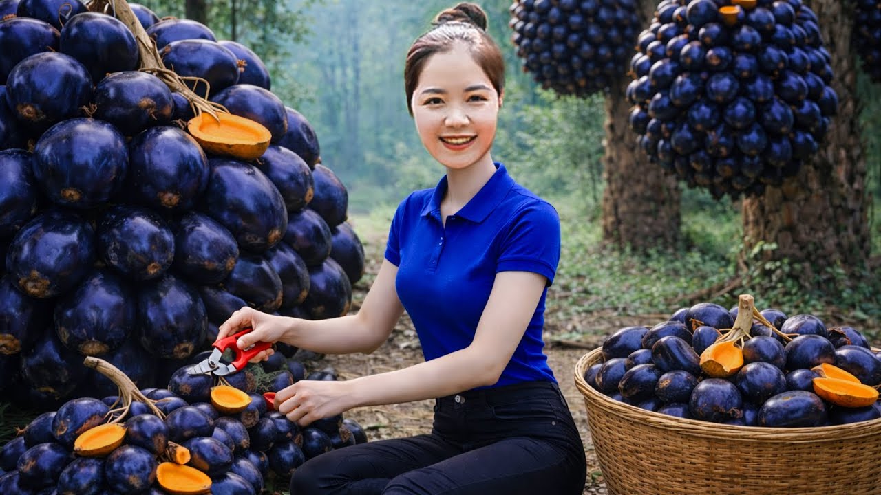 Harvesting 1000+KG of forgotten PALM fruit from the deep forest - Cooking traditional dishes.
