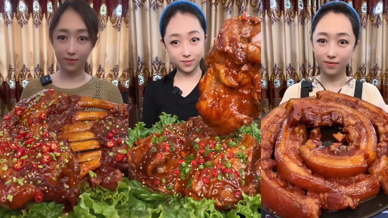 Mukbang #31: Eating roll  belly , braised pork belly, legs pork #mukbang #eatingshow #porkbelly