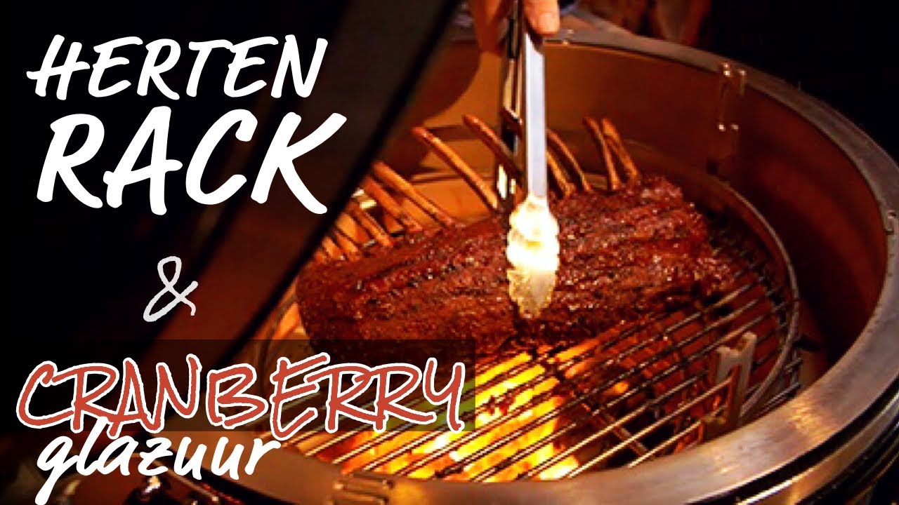 Hertenrack op de kamado BBQ met cranberry saus!