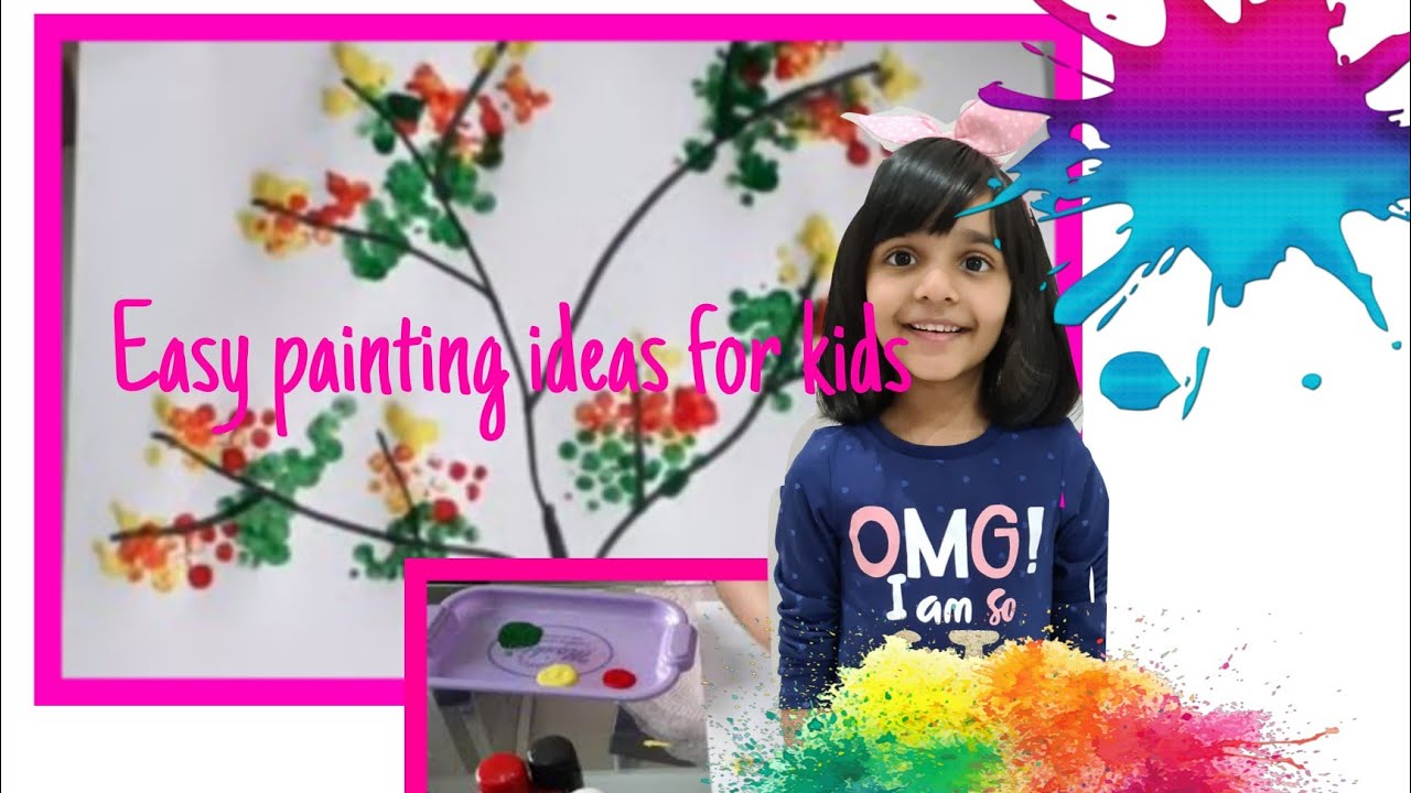 easy painting ideas for kids using ear buds and colours