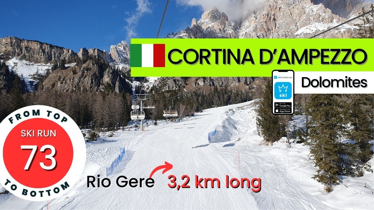 Cortina d'Ampezzo Italy / ski run 73 - Rio Gere, from top to bottom